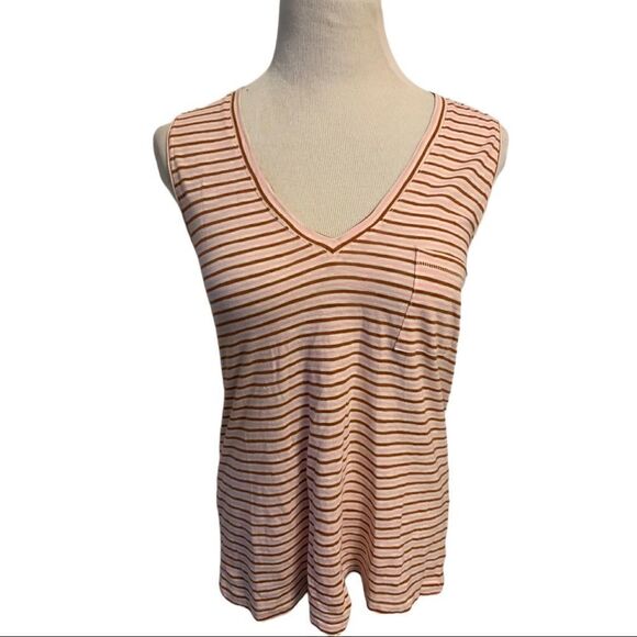Madewell Striped Whisper Cotton Tank Top Sz M - Picture 1 of 5